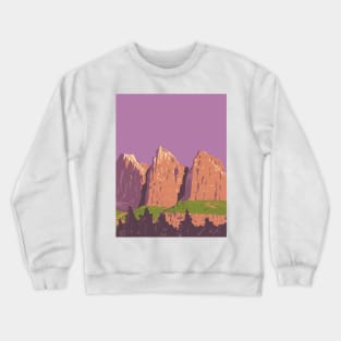 The Three Patriarchs in Zion National Park Utah USA WPA Art Poster Crewneck Sweatshirt